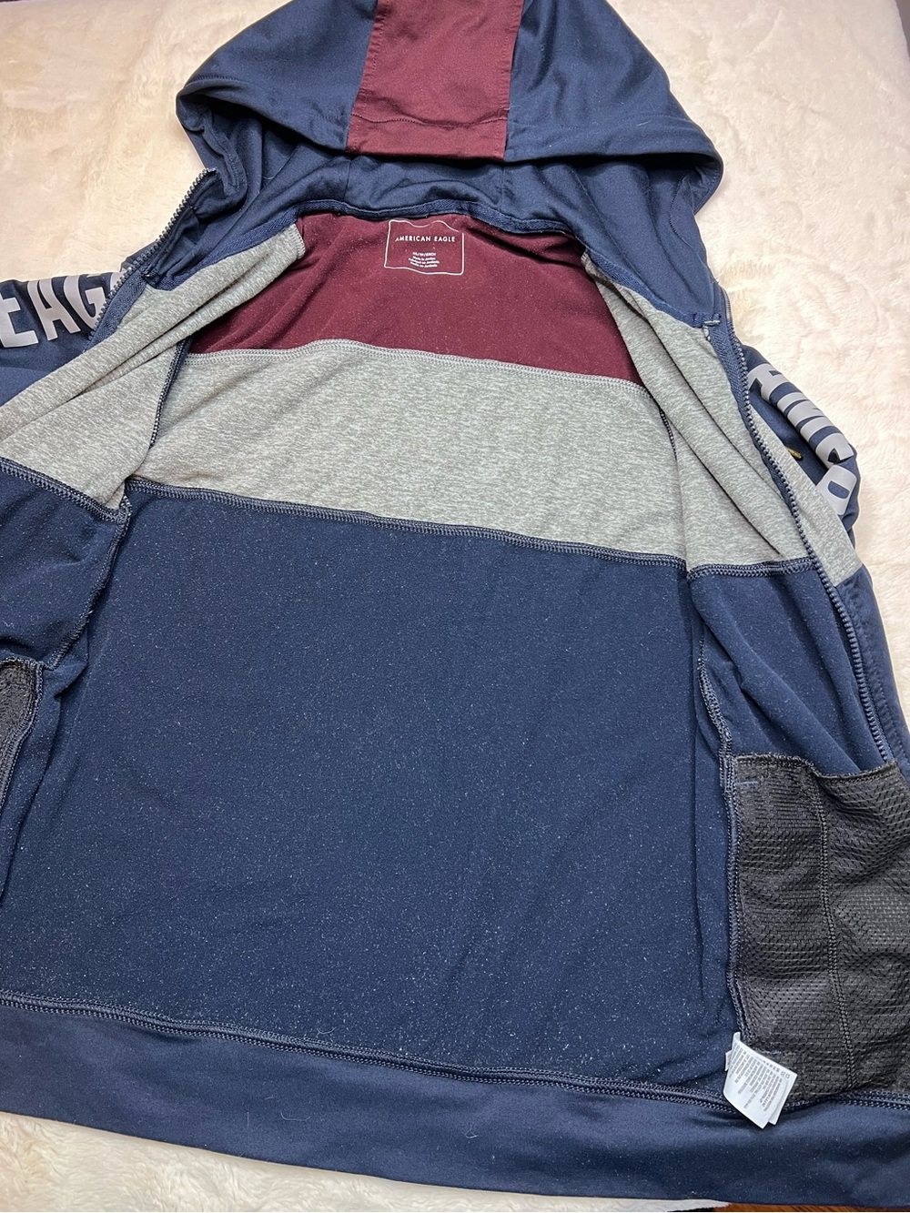 American Eagle Active Flex Full Zip Hoodie Jacket Men’s XS Navy Gray Athleisure - Picture 4 of 7